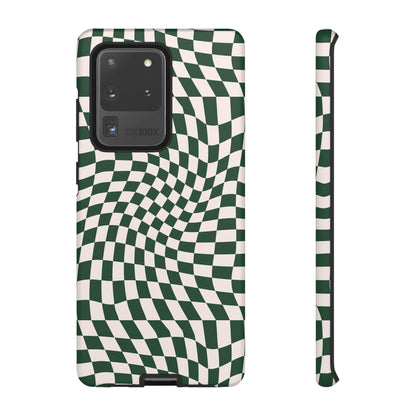 Wavy Forest Green Checkerboard
