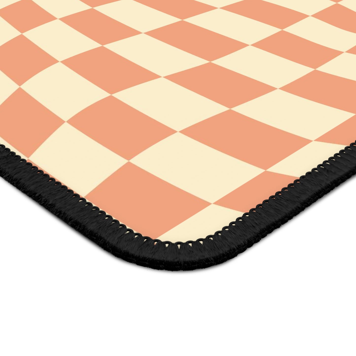 Trendy Wavy Peach Cream Checkerboard Non Slip Gaming Mouse Pad