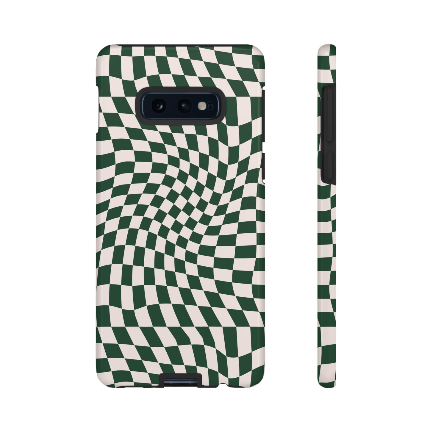 Wavy Forest Green Checkerboard