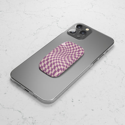 Purple Pink Wavy Checkerboard Phone Click-On Grip