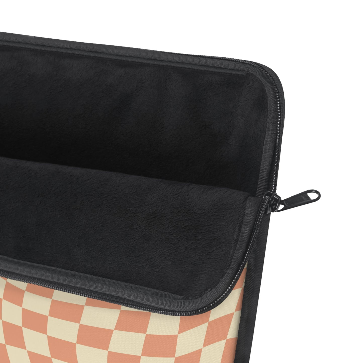 Trendy Wavy Peach Cream Checkerboard Laptop Sleeve