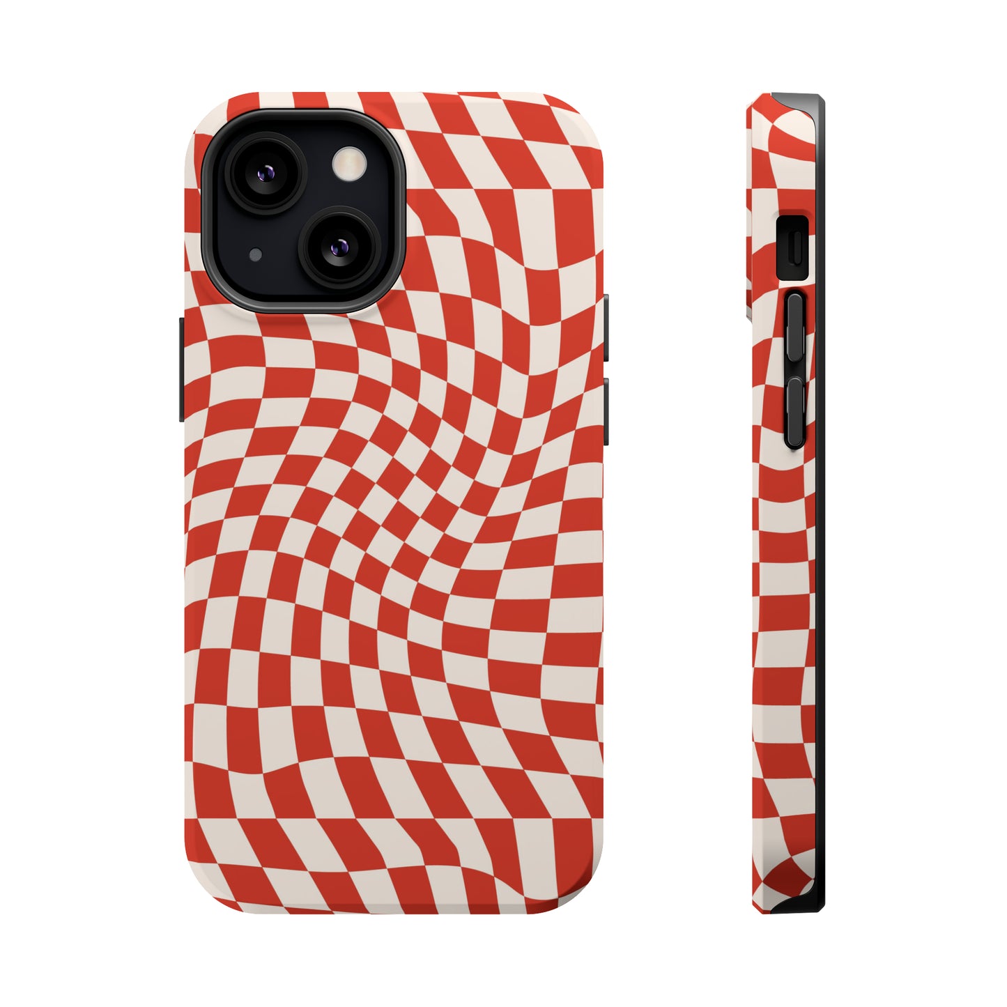 Wavy Cherry Cream Checkerboard Case