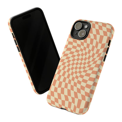 Wavy Peach Cream Checkerboard