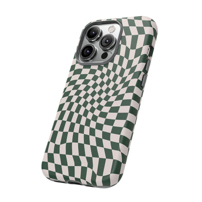 Wavy Forest Green Checkerboard