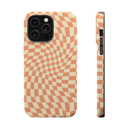 Wavy Peach Cream Checkerboard Case