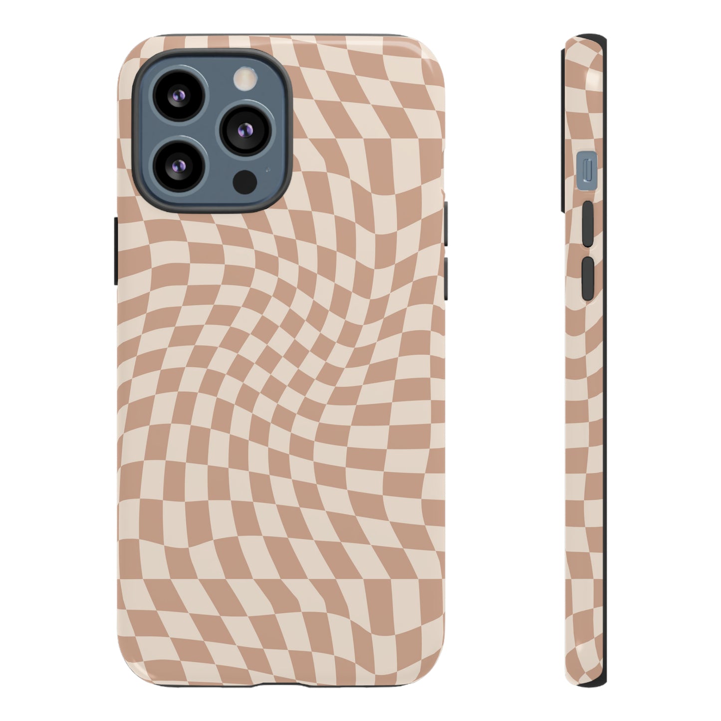 Wavy Tan Checkerboard