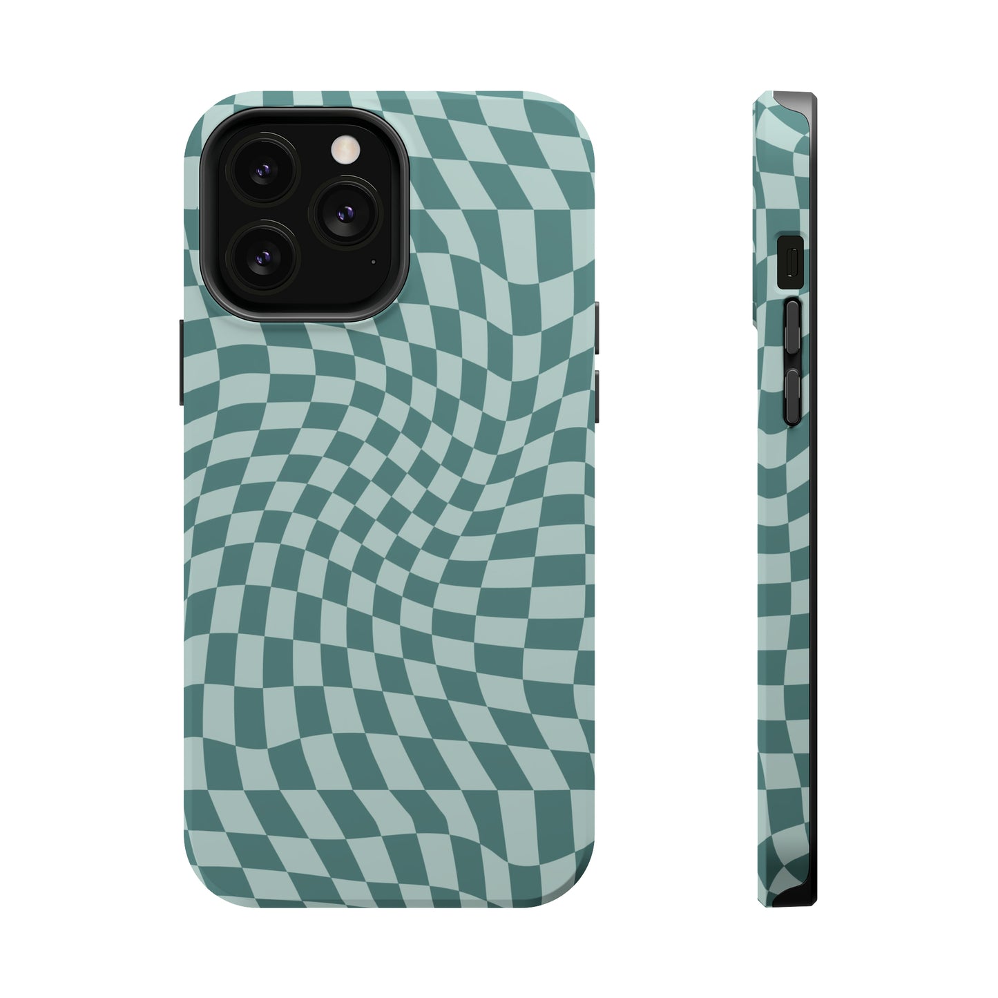 Wavy Teal Blue Checkerboard Case