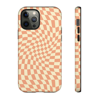 Wavy Peach Cream Checkerboard