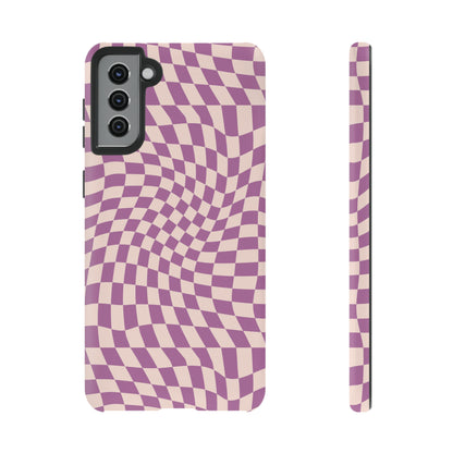 Wavy Purple Pink Checkerboard