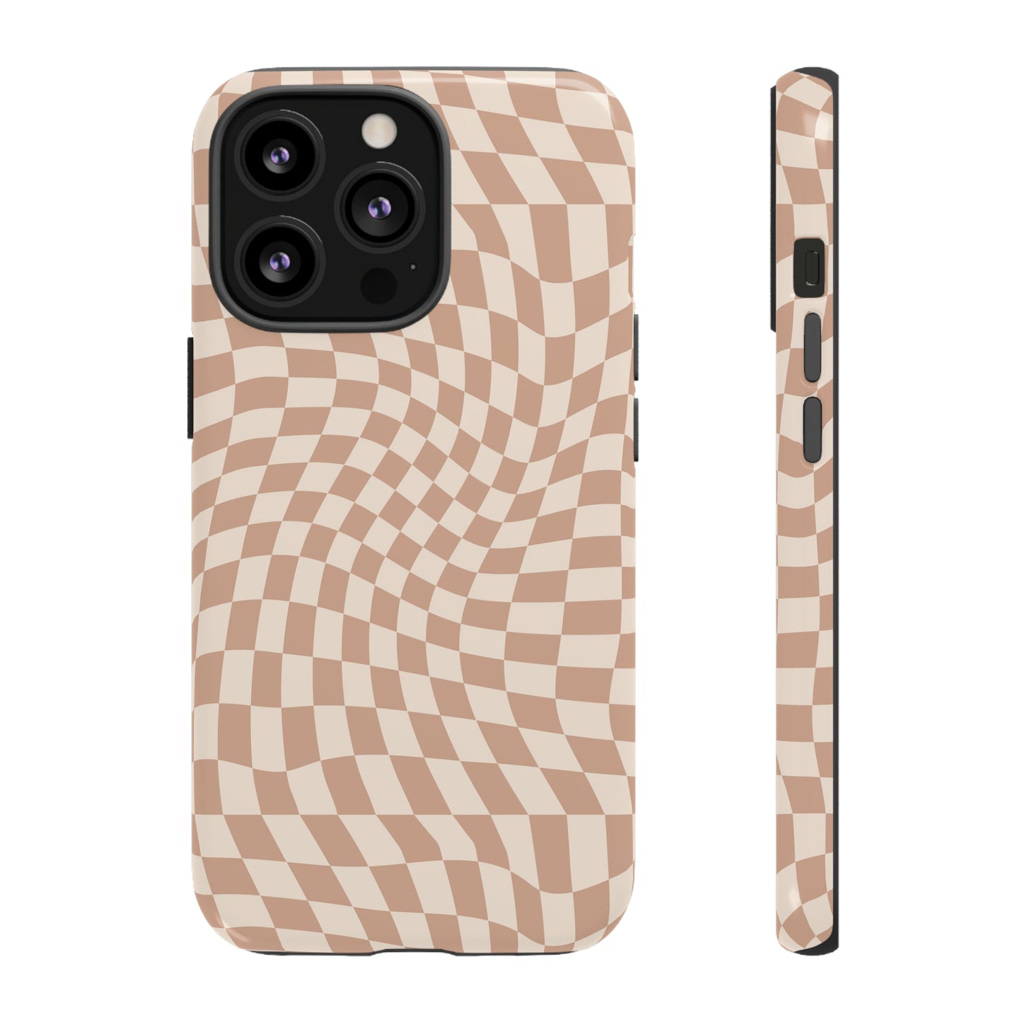 Wavy Tan Checkerboard