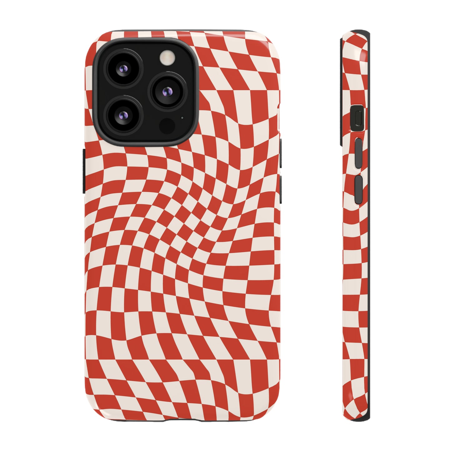 Wavy Cherry Cream Checkerboard