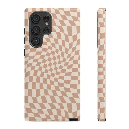 Wavy Tan Checkerboard