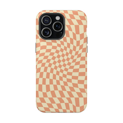 Wavy Peach Cream Checkerboard Case