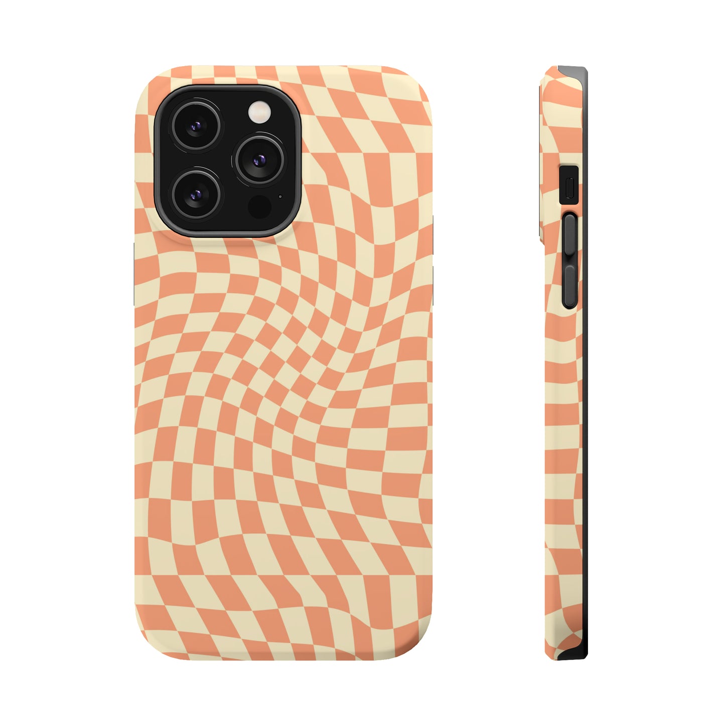 Wavy Peach Cream Checkerboard Case