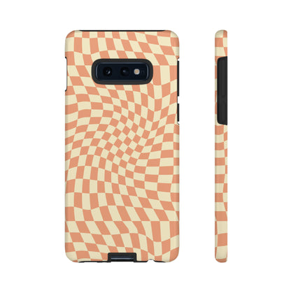 Wavy Peach Cream Checkerboard