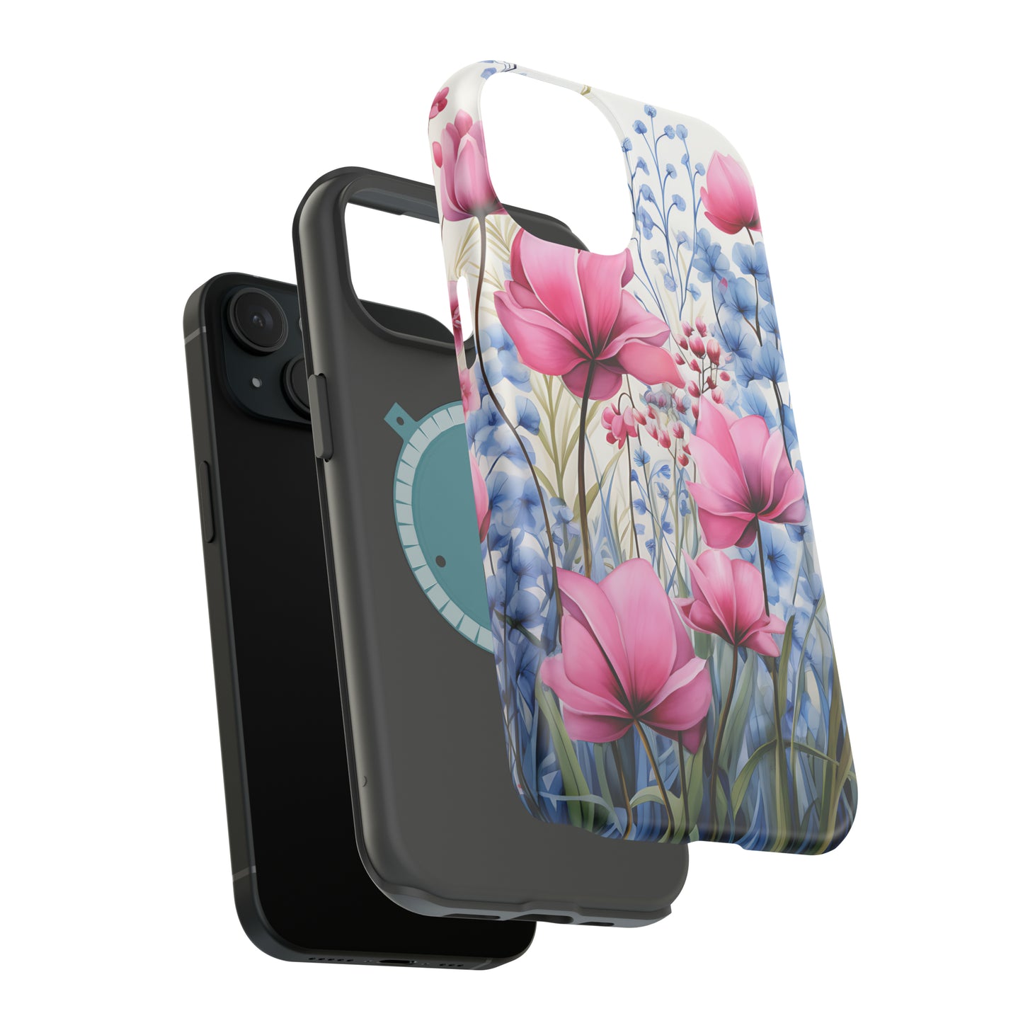 Pink and Blue Spring Flowers Case