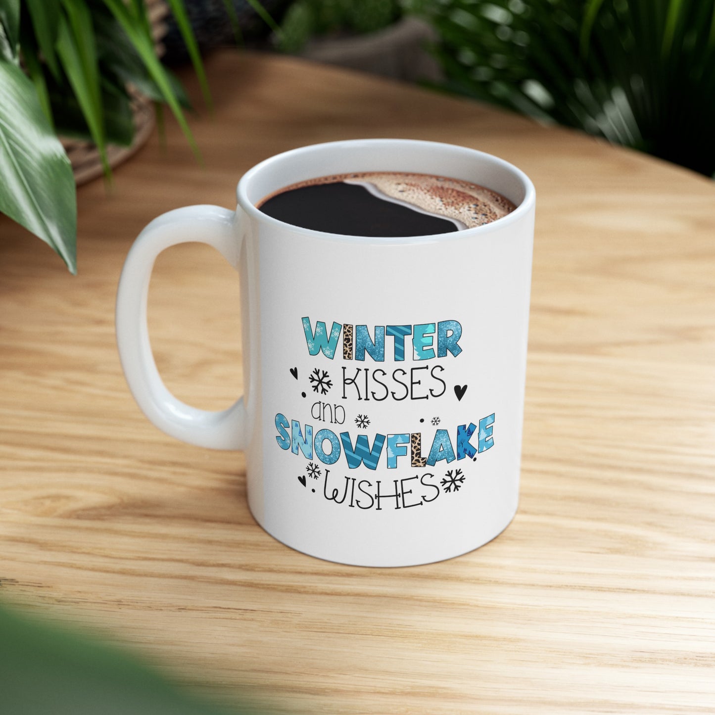 Winter Kisses and Snowflake Wishes Ceramic Mug