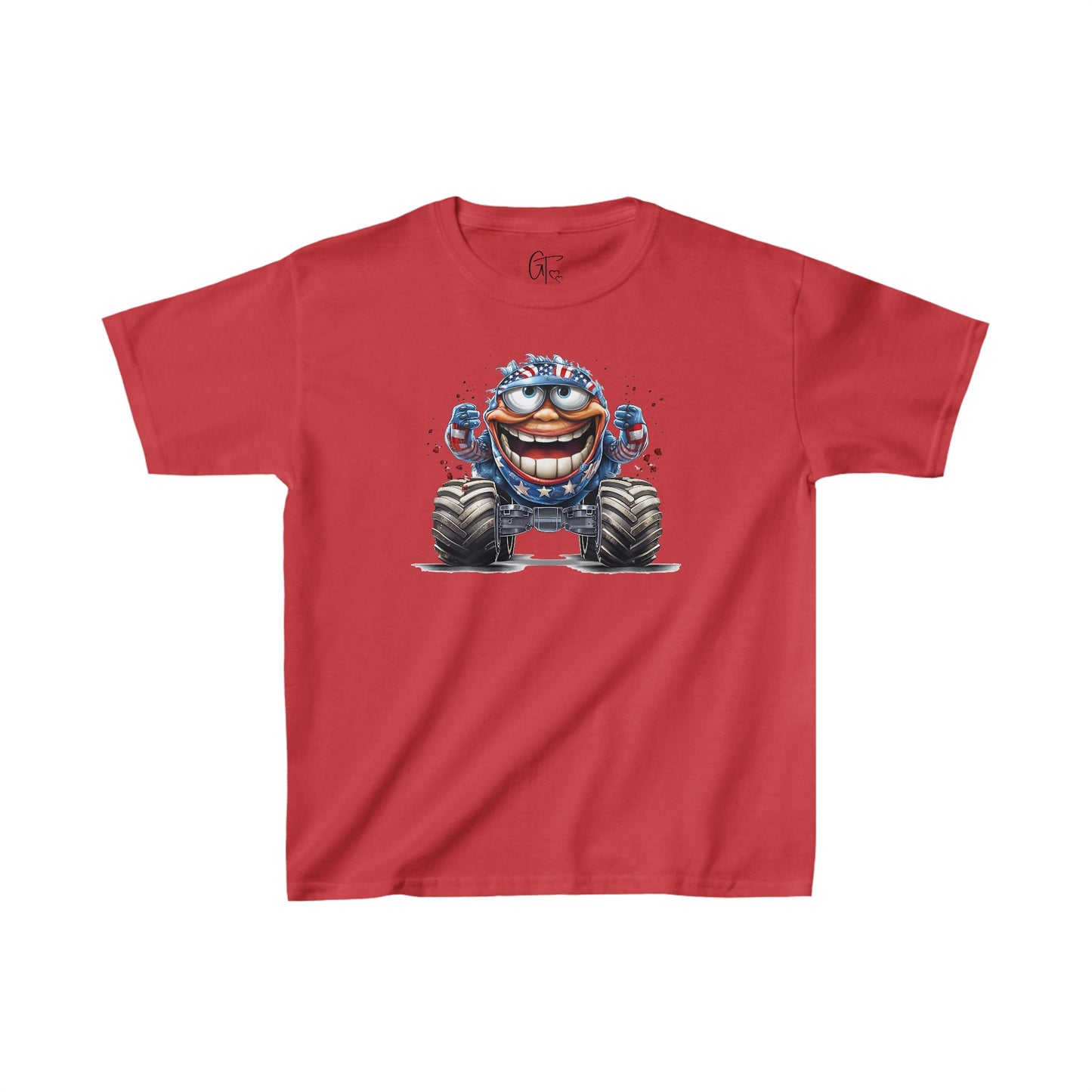 SUB1928 Monster Truck 4th of July Patriotic Kids T-Shirt