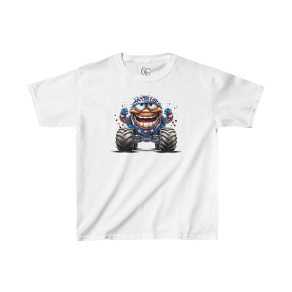 SUB1928 Monster Truck 4th of July Patriotic Kids T-Shirt