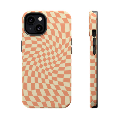 Wavy Peach Cream Checkerboard Case