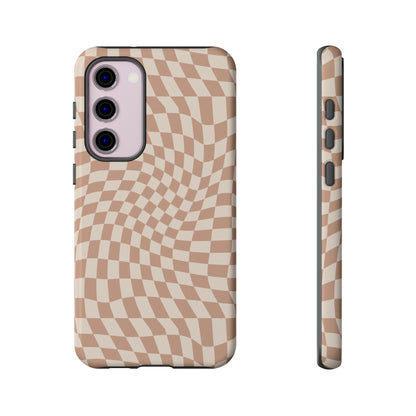 Wavy Tan Checkerboard