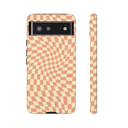 Wavy Peach Cream Checkerboard