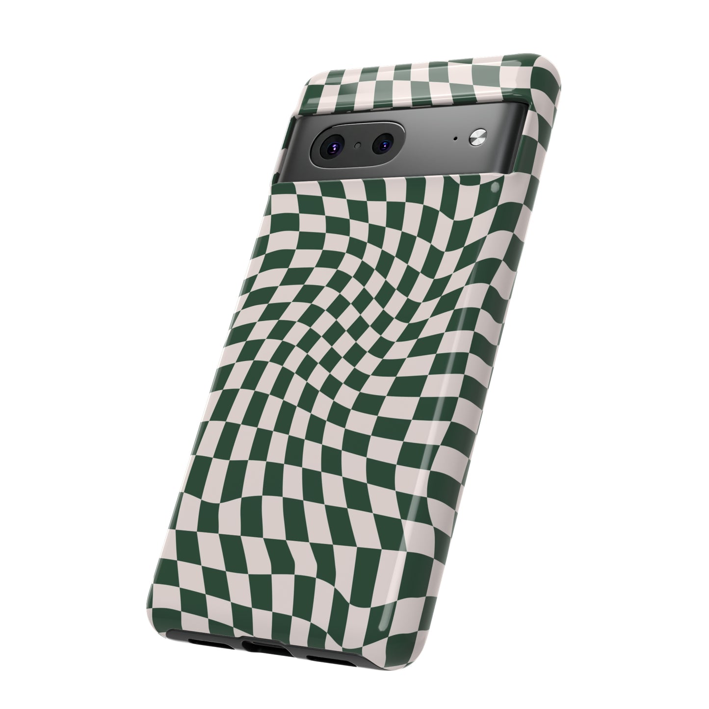 Wavy Forest Green Checkerboard