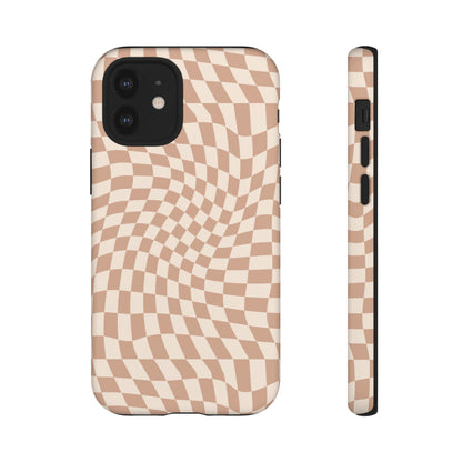 Wavy Tan Checkerboard