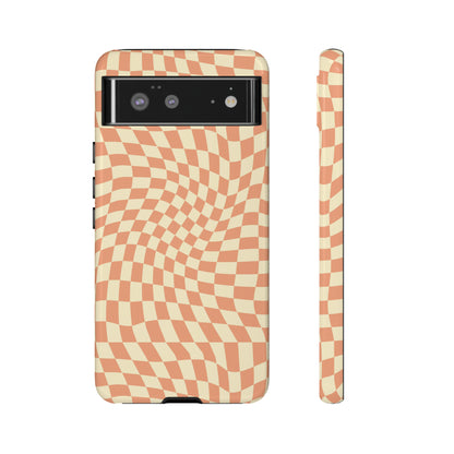 Wavy Peach Cream Checkerboard