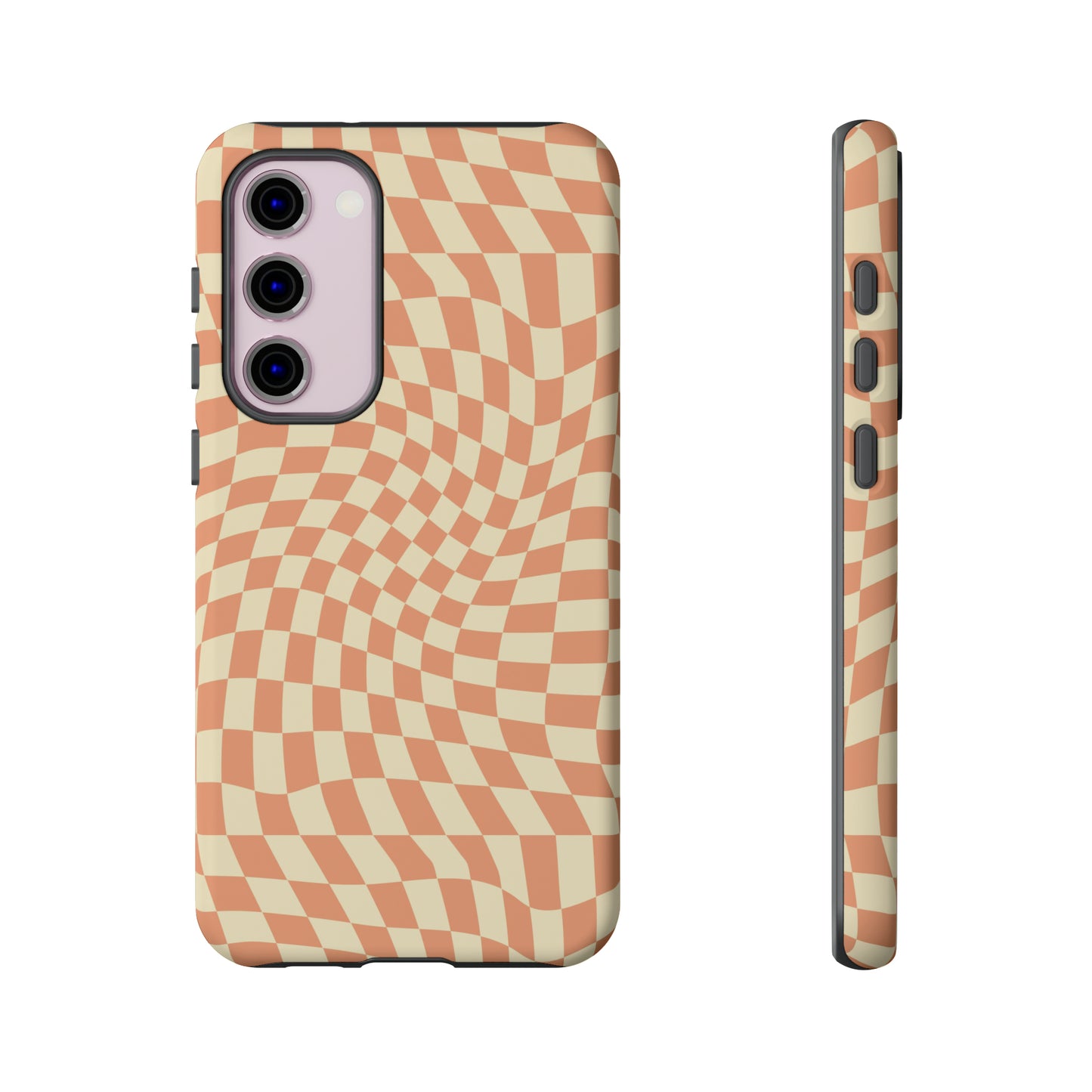 Wavy Peach Cream Checkerboard