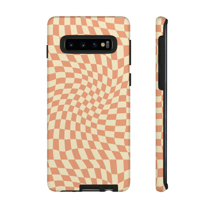 Wavy Peach Cream Checkerboard