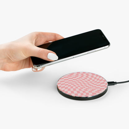 Wavy Pink Checkerboard Wireless Charger