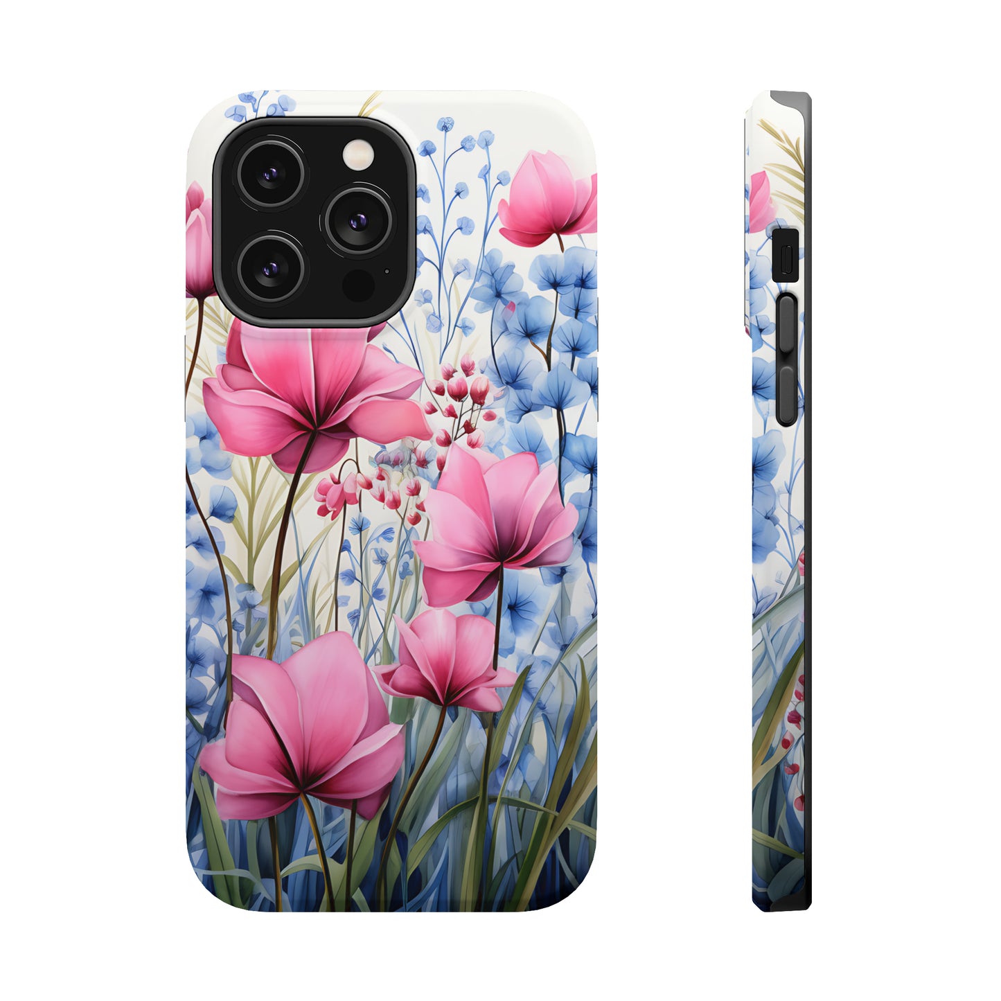 Pink and Blue Spring Flowers Case