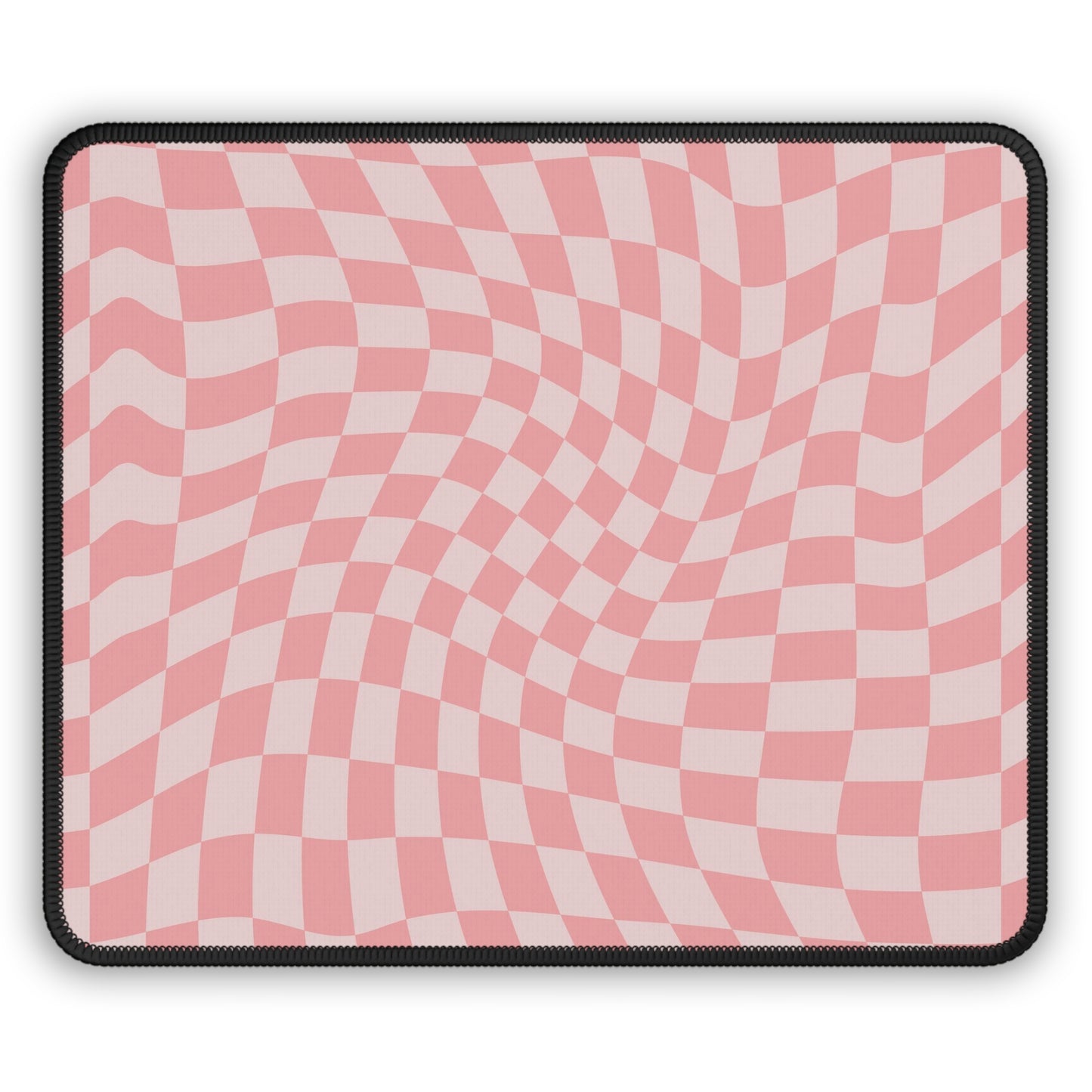 Trendy Wavy Pink Checkerboard Non Slip Gaming Mouse Pad