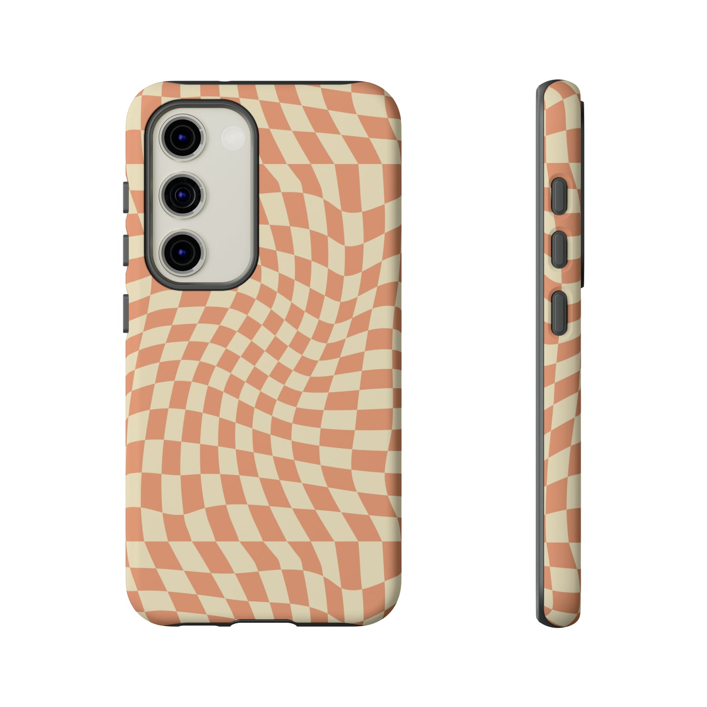 Wavy Peach Cream Checkerboard