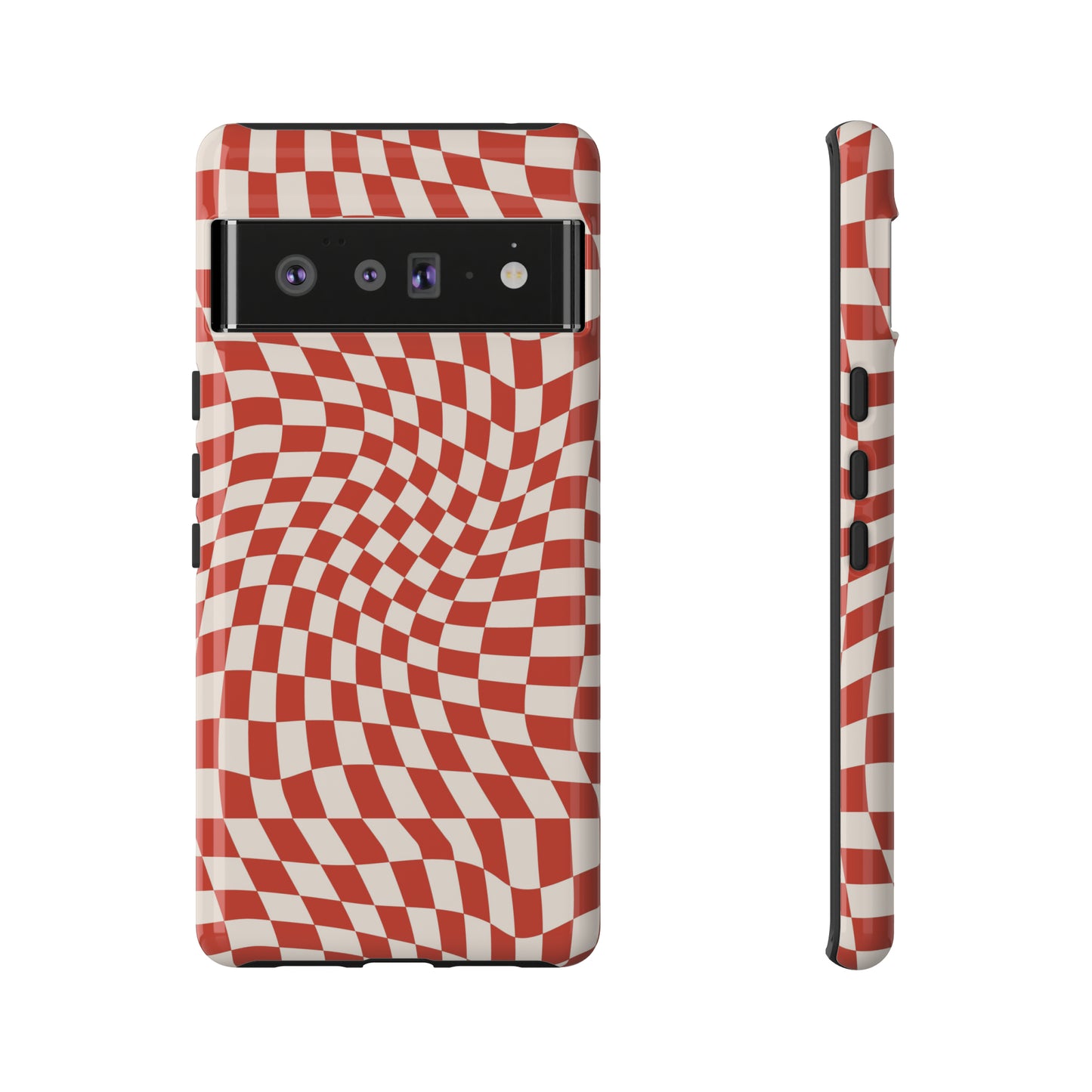 Wavy Cherry Cream Checkerboard