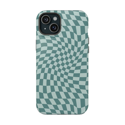 Wavy Teal Blue Checkerboard Case