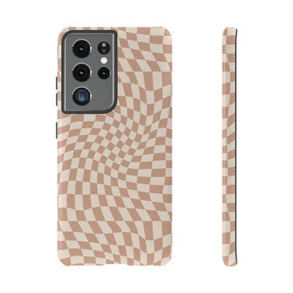 Wavy Tan Checkerboard