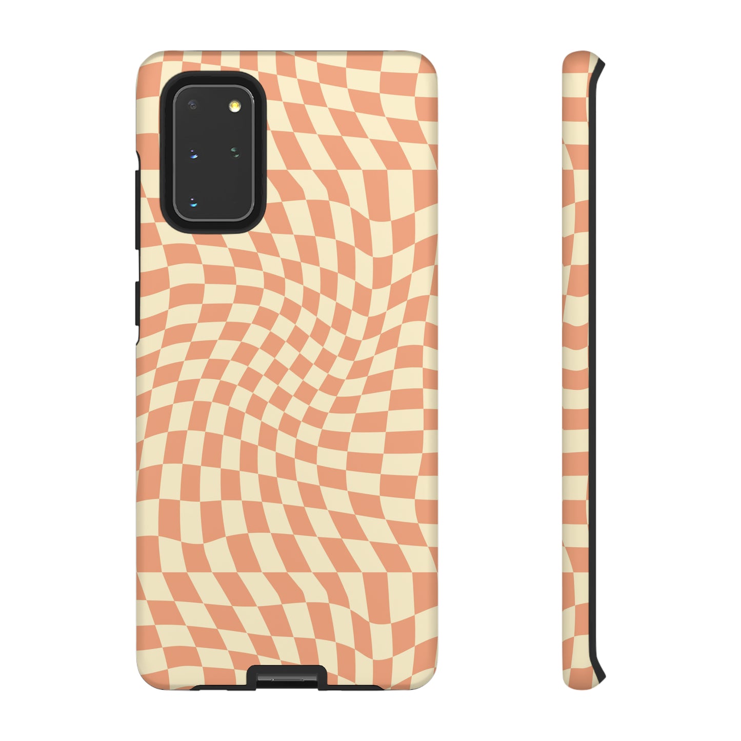 Wavy Peach Cream Checkerboard