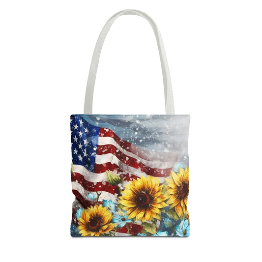 Patriotic Sunflower with Flag Tote Bag