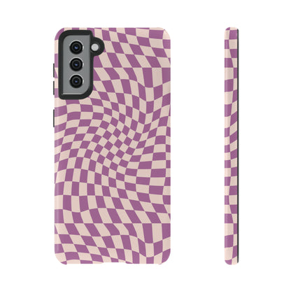 Wavy Purple Pink Checkerboard