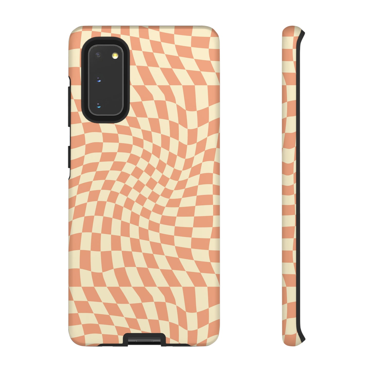 Wavy Peach Cream Checkerboard