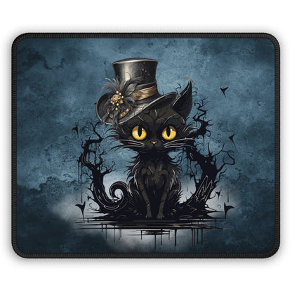 Halloween Black Cat with Hat Mouse Pad