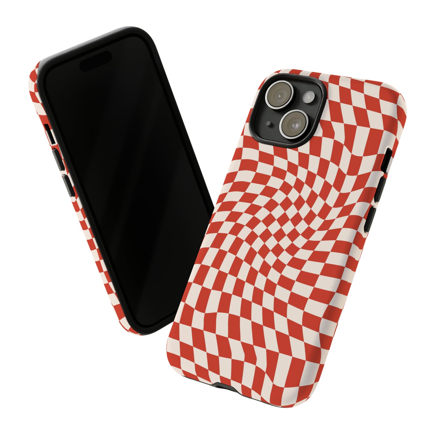 Wavy Cherry Cream Checkerboard