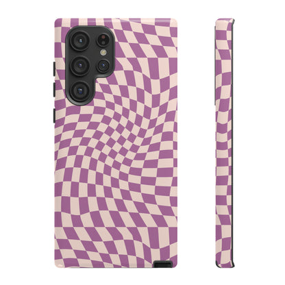 Wavy Purple Pink Checkerboard