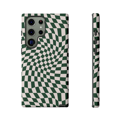 Wavy Forest Green Checkerboard