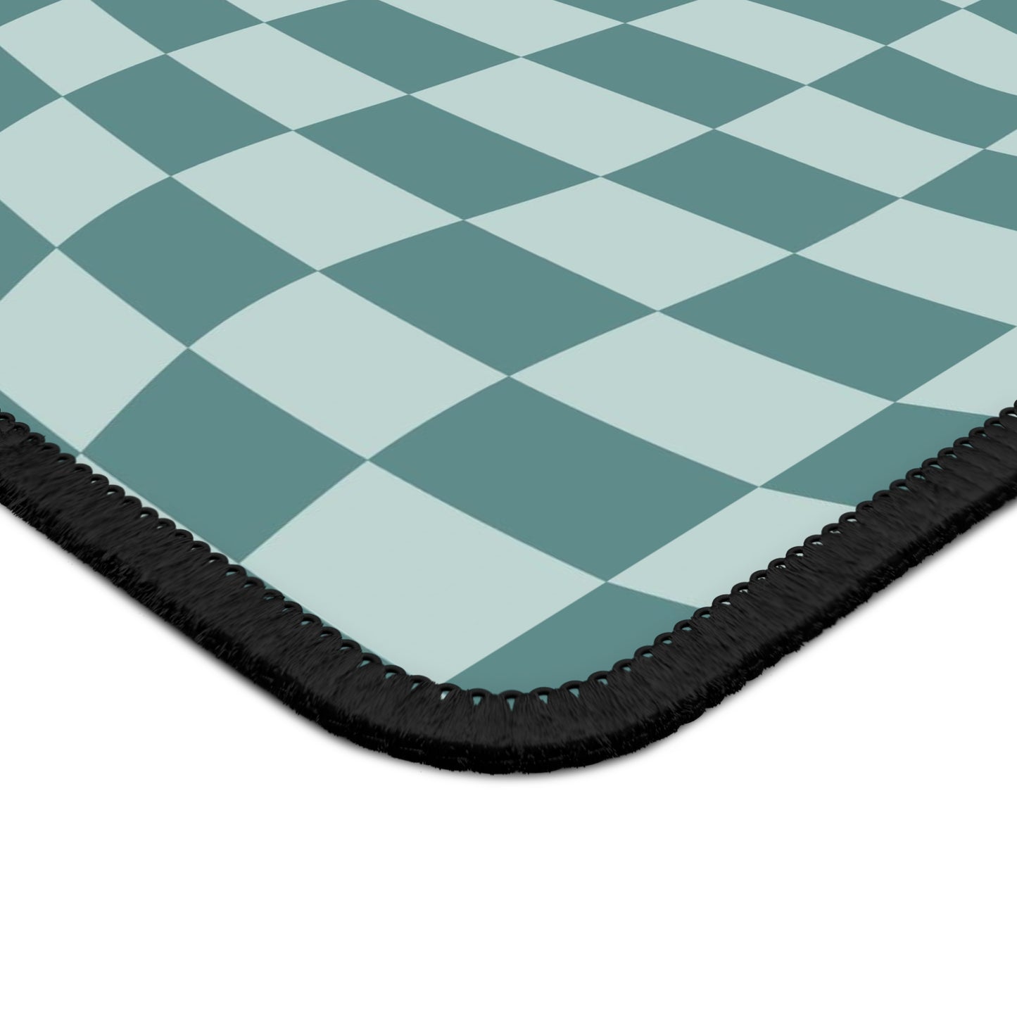 Trendy Wavy Teal Blue Checkerboard Non Slip Gaming Mouse Pad