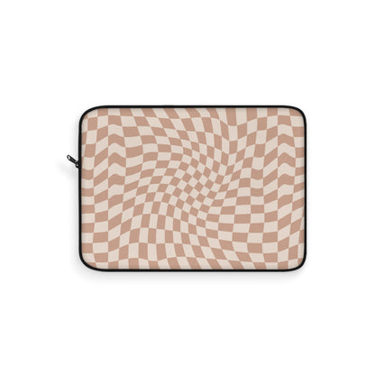 Trendy Wavy Tan Checkerboard Laptop Sleeve