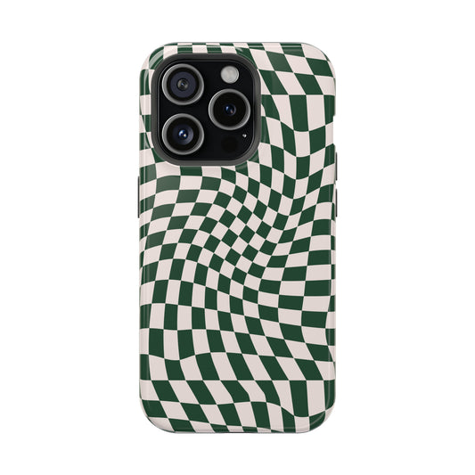 Wavy Forest Green Checkerboard Case