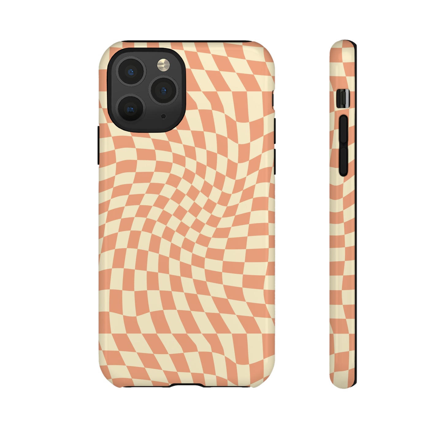 Wavy Peach Cream Checkerboard